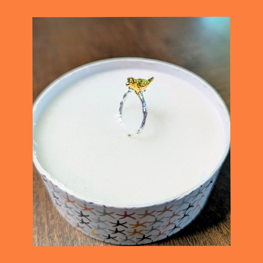 “Morning Companion” Bird Tree Branch Nature Ring